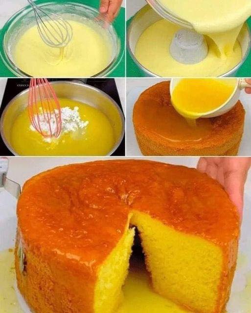 Bolo de laranja com calda quente