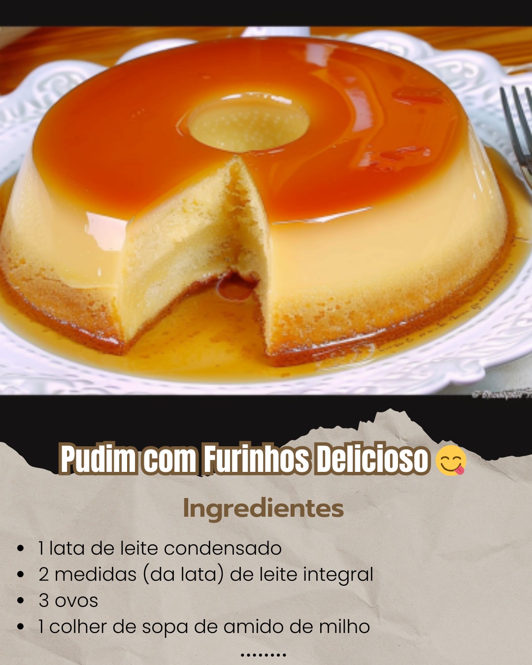 Pudim com Furinhos Delicioso